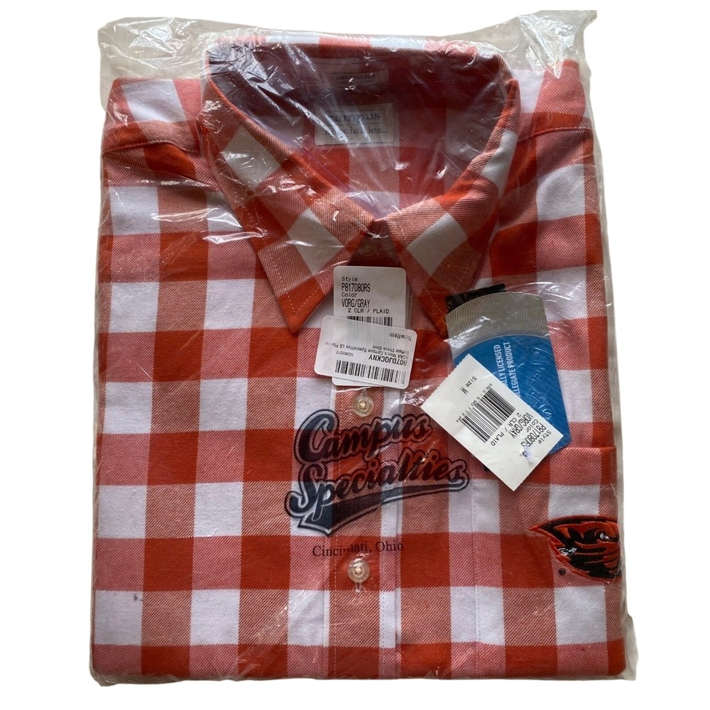 Campus Specialties Oregon State Beavers‎ Flannel Shirt Mens Large Buffalo Check